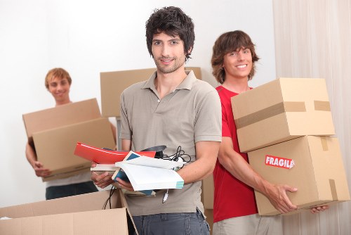 Business relocation setup with labelled items ready for delivery in Plaistow