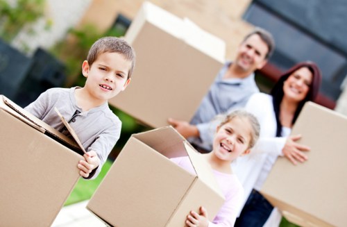 Packing boxes and furniture prepared for a local move
