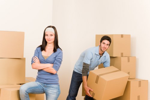 Furniture and boxes being loaded by local movers in East London