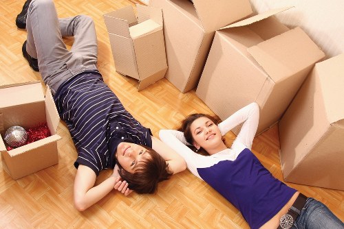 Packed boxes ready for a house removal in Plaistow